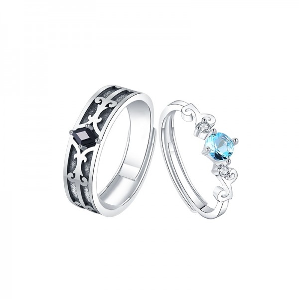 Adjustable Magic Gemstone Promise Rings For Couples In Sterling Silver