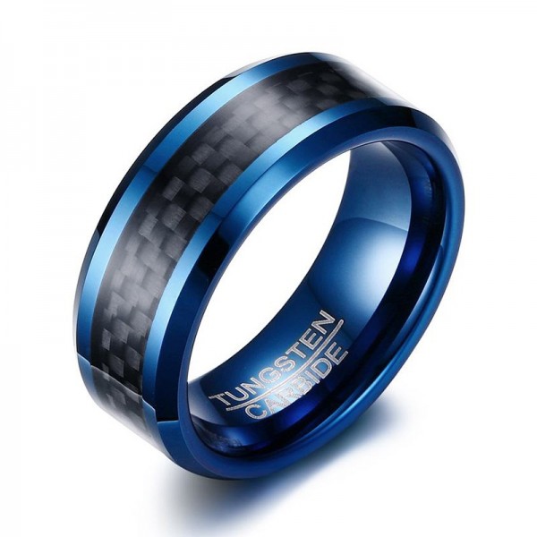 Engravable 8mm Promise Ring For Men In Tungsten And Carbon Fiber