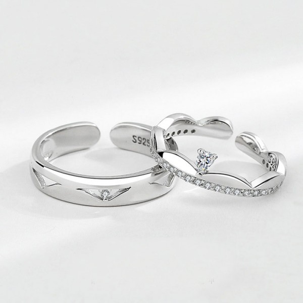 Princess And Knight Promise Adjustable Ring For Couples In Sterling Silver