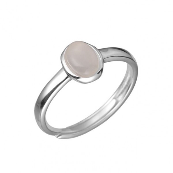 Simple Oval Jade Stone Bezel Blank Ring For Women In Sterling Silver