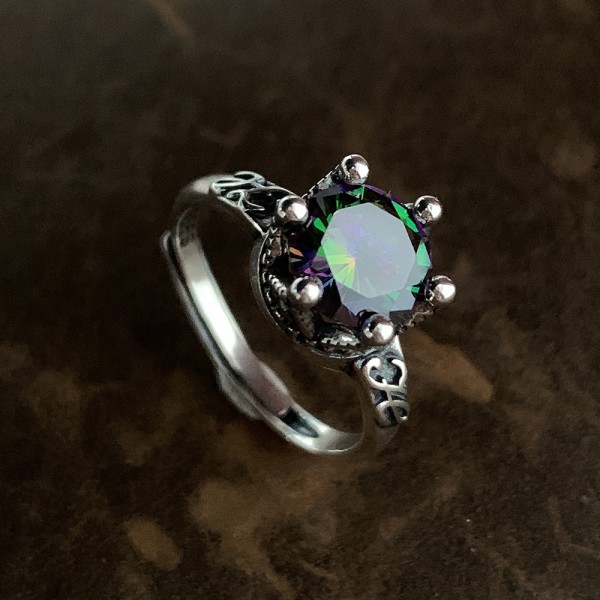 Unique Vintage Alexandrite Engagement Ring For Women In Sterling Silver