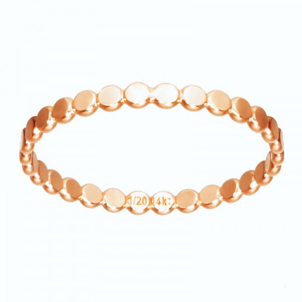14K Rose Gold Plated Eternity Flat Beaded Relationship Ring For Her