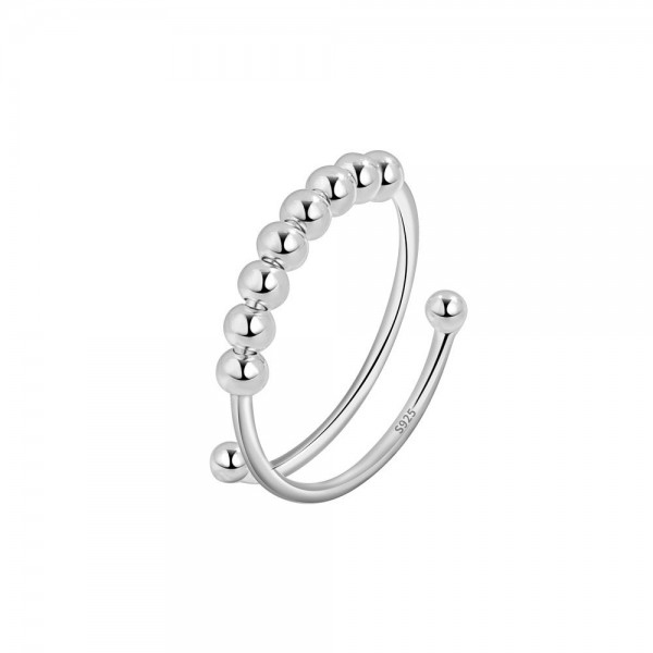 Rotatable Anxiety Bypass Ring with Beads For Her In Sterling Silver