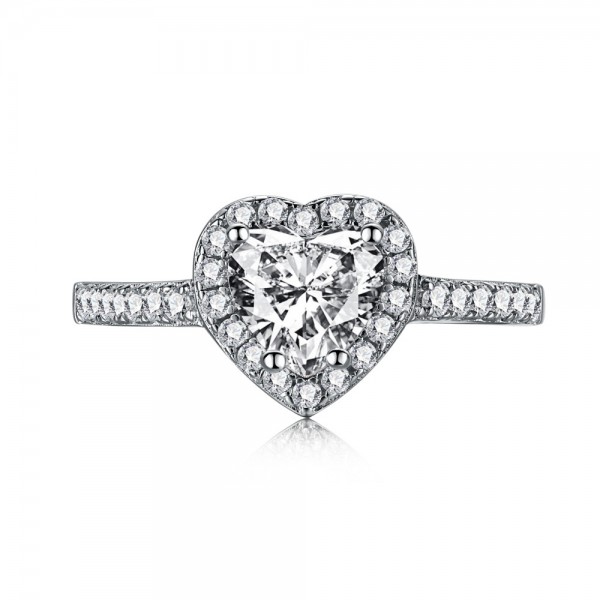 Elegant Heart Solitaire with Side Accent Promise Ring for Women