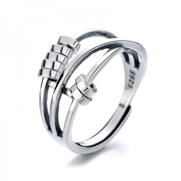 Women Crossover Fidget Ring In Sterling Silver
