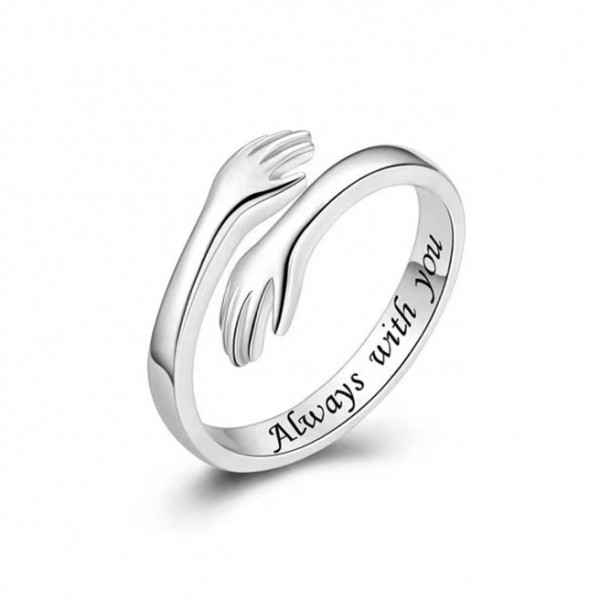 Always with You Hug Bypass Ring for Her In Sterling Silver