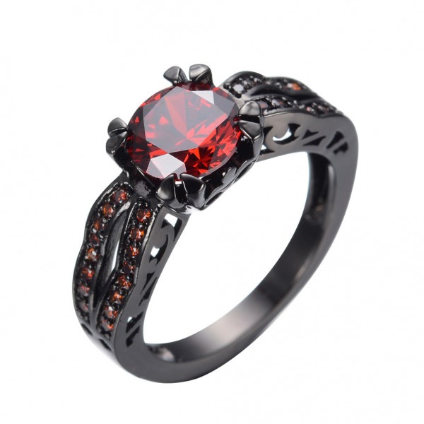 Black Copper Crystal Gothic Wedding Ring