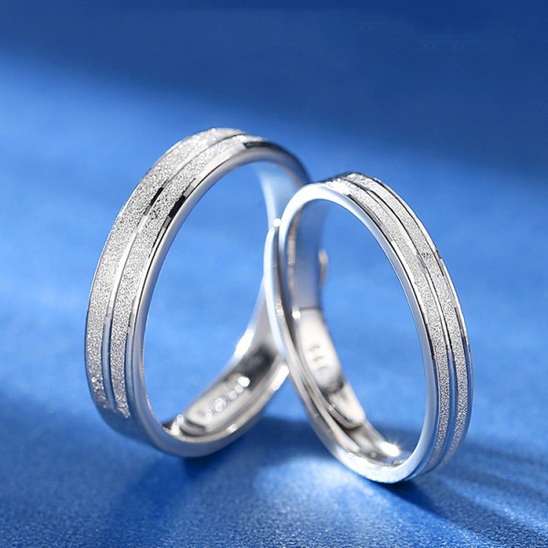 Engravable Frosted Finish 925 Sterling Silver Couple Rings