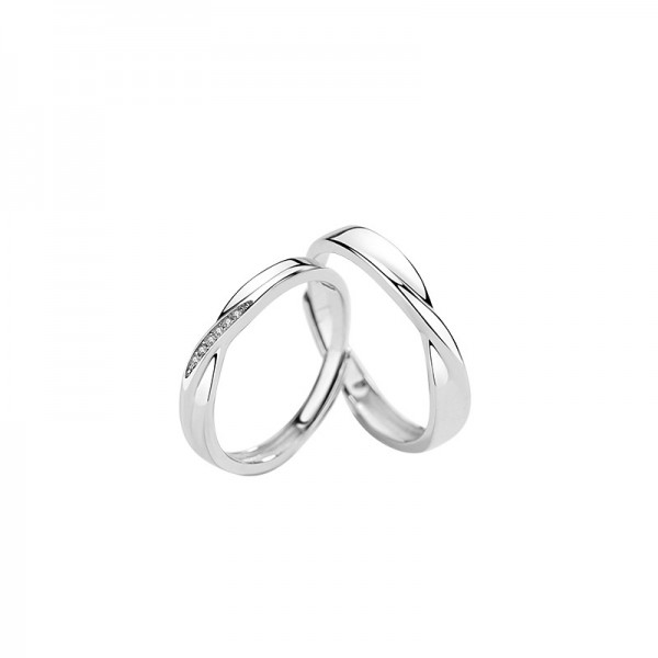 Adjustable Engrave Mobius Strip Couple Matching Ring in 925 Sterling Silver