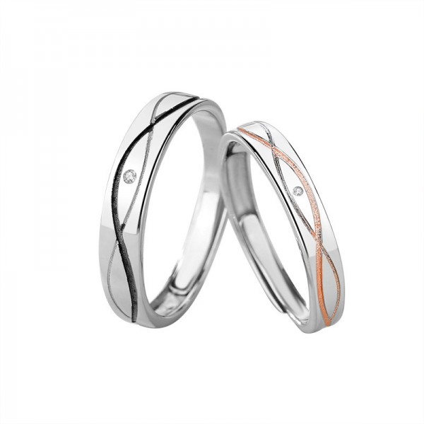 Inspired By Cross Ripple Sterling Silver Couple Matching Rings