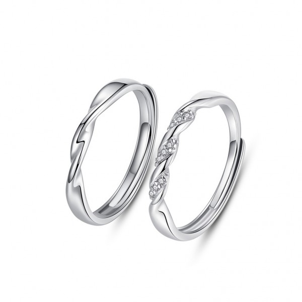 Engravable Mobius Strip Sterling Silver Adjustable Couple Rings