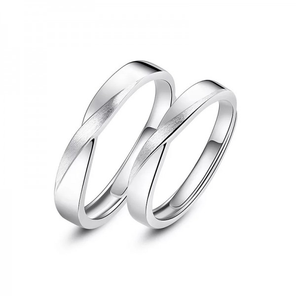 Engravable Knot Sterling Silver Adjustable Matching Couple Rings