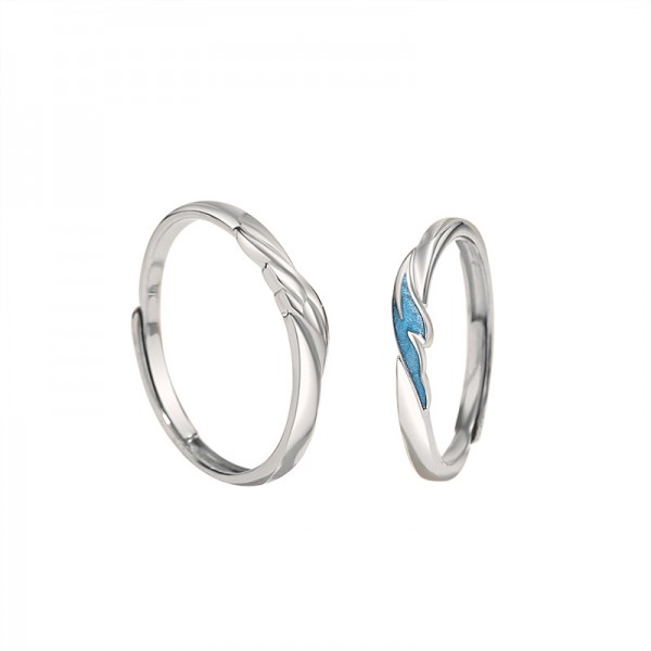 Inspired By Bird And Fish Sterling Silver Couple Matching Rings
