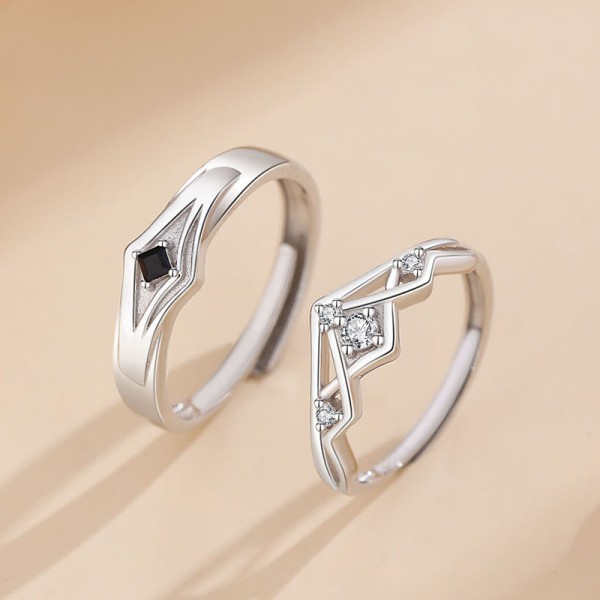 Engravable Princess Knight Adjustable Couple Rings in Sterling Silver