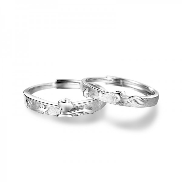 Inspired By Prince and Fox Sterling Silver Couple Matching Rings