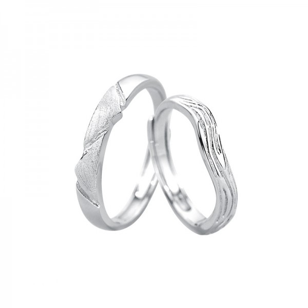 Inspired By Mountain and Wave Sterling Silver Couple Matching Rings