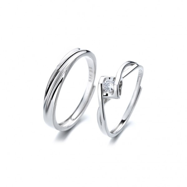 Adjustable Mobius Strip Couple Engravable Rings in Sterling Silver