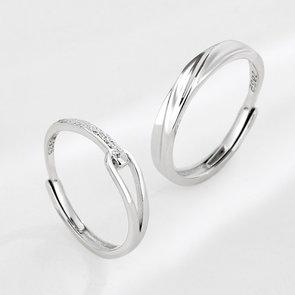 Adjustable Dutch Tears Shaped Couple Engravable Rings in Sterling Silver