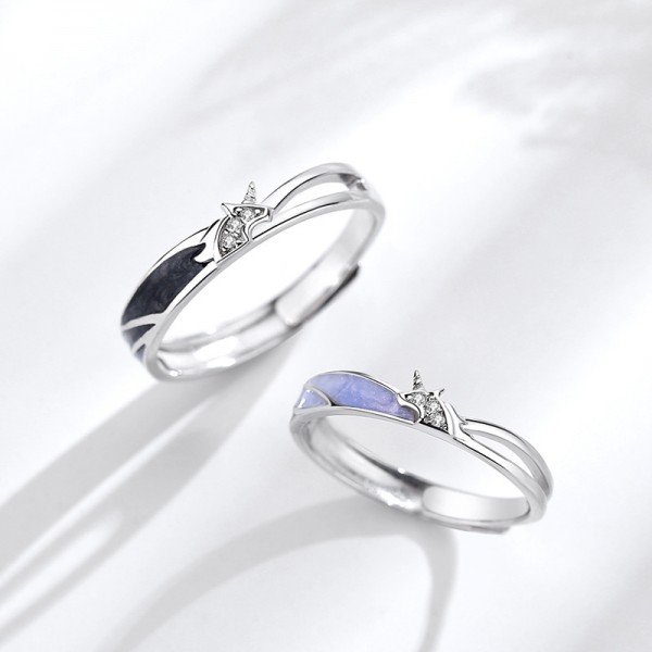 Adjustable Unicorn Shaped Couple Engravable Rings in Sterling Silver