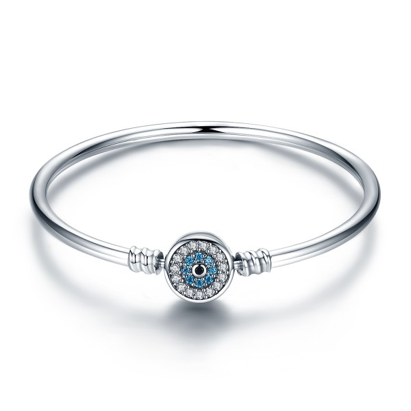 Eye Of Guarding Blue Cubic Zircons 925 Sterling Silver Bracelet for Women