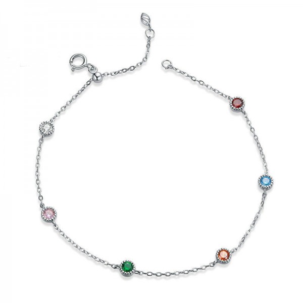 Multicolor Cubic Zirconia 925 Sterling Silver Bracelet for Women
