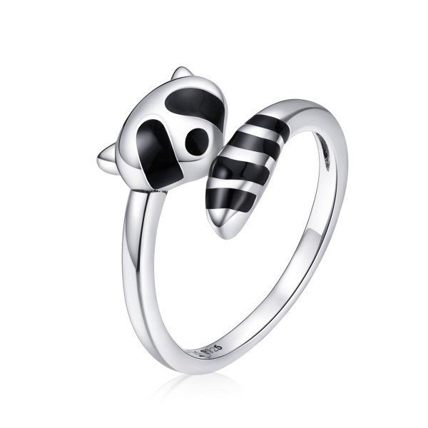 Cute Panda Adjustable 925 Sterling Silver Ring