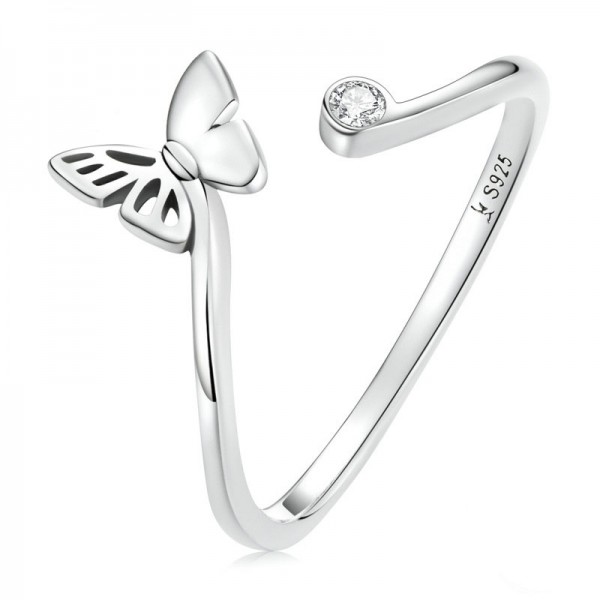 925 Sterling Silver Adjustable Butterfly Ring