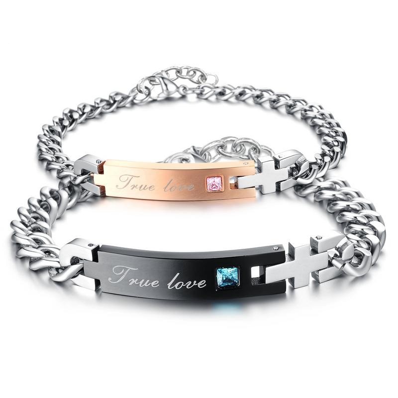 NEHZUS Couple Bracelets His and Hers Stainless Steel Personalized Brac –  Best Giftable