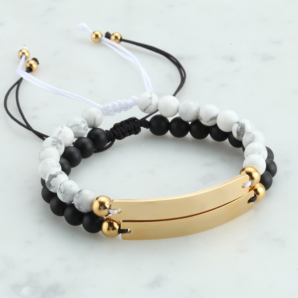 Hot Sale 2Pcs/Set Beads Bracelet For Lovers Natural Stone Distance Heart  Magnet Couple Bracelets Friendship Fashion Jewelry Gift