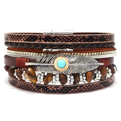 Buy ZIVOM Layered Black Leaf Charms Braided Leather Wrist Band Strand  Bracelet Online at Best Prices in India - JioMart.