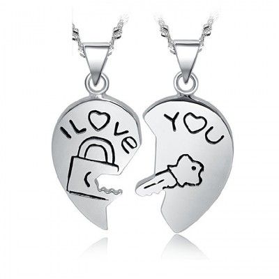 Buy Zivom Couple Lovers I Love You Lock Key Stainless Steel Chain Pendant  Combo Online at Best Prices in India - JioMart.